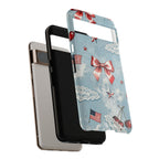 Americana Coquette Cherry Bow Phone Case Printify