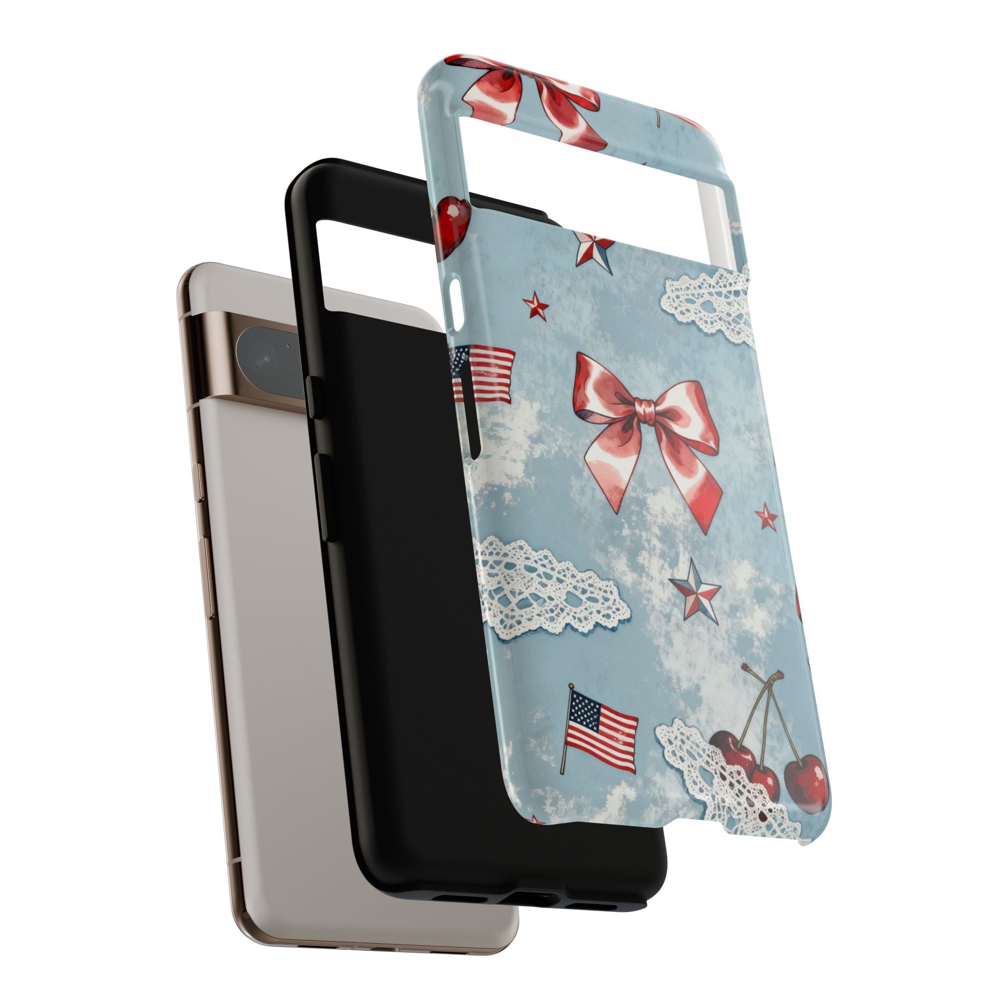 Americana Coquette Cherry Bow Phone Case Printify