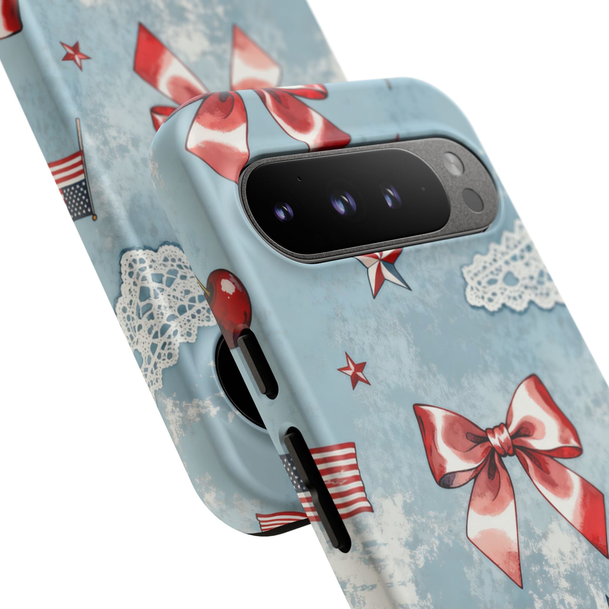 Americana Coquette Cherry Bow Phone Case Printify