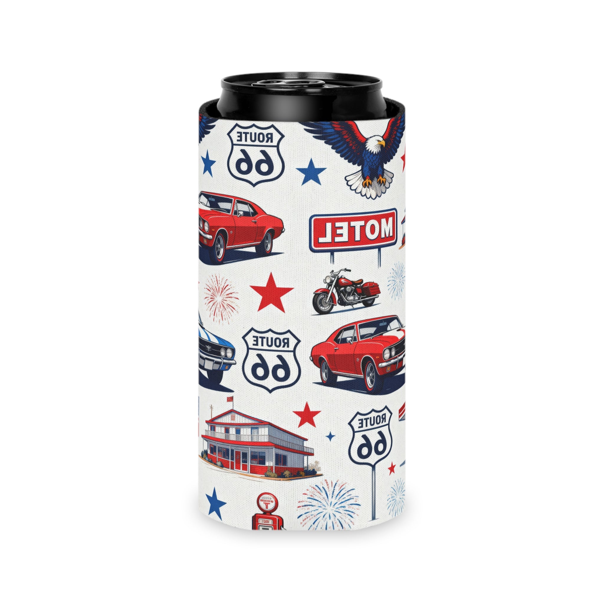Route 66 Americana Can Cooler Printify