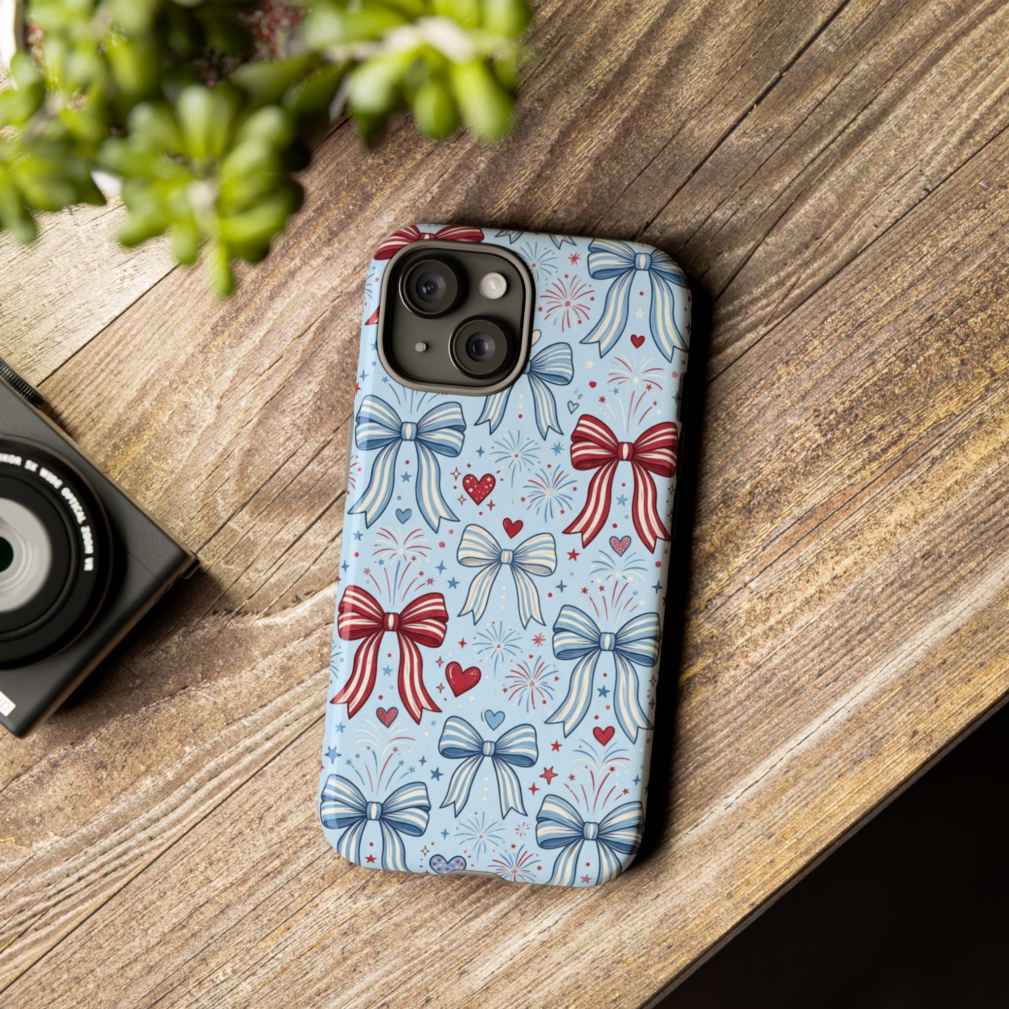 Patriotic Coquette Bows & Fireworks Phone Case Printify