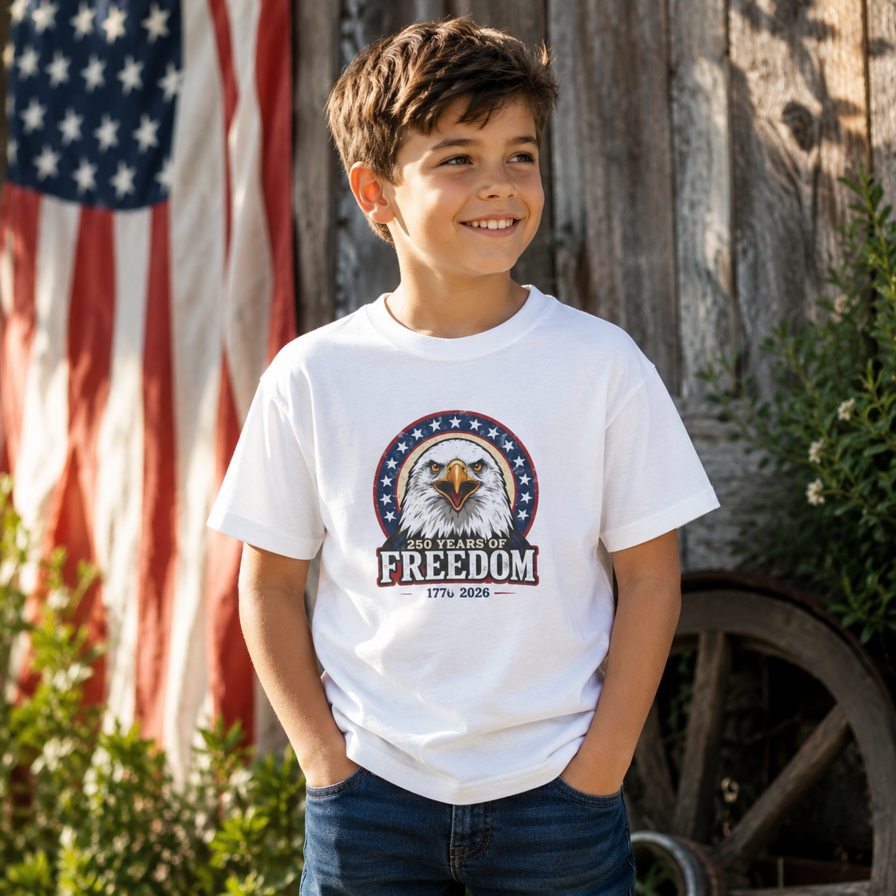 Patriotic Bald Eagle Kids Tee — Freedom Eagle T-Shirt Printify