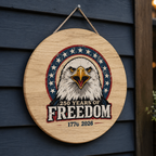 Patriotic Freedom Eagle Wood Sign — Bald Eagle Wall Decor Printify