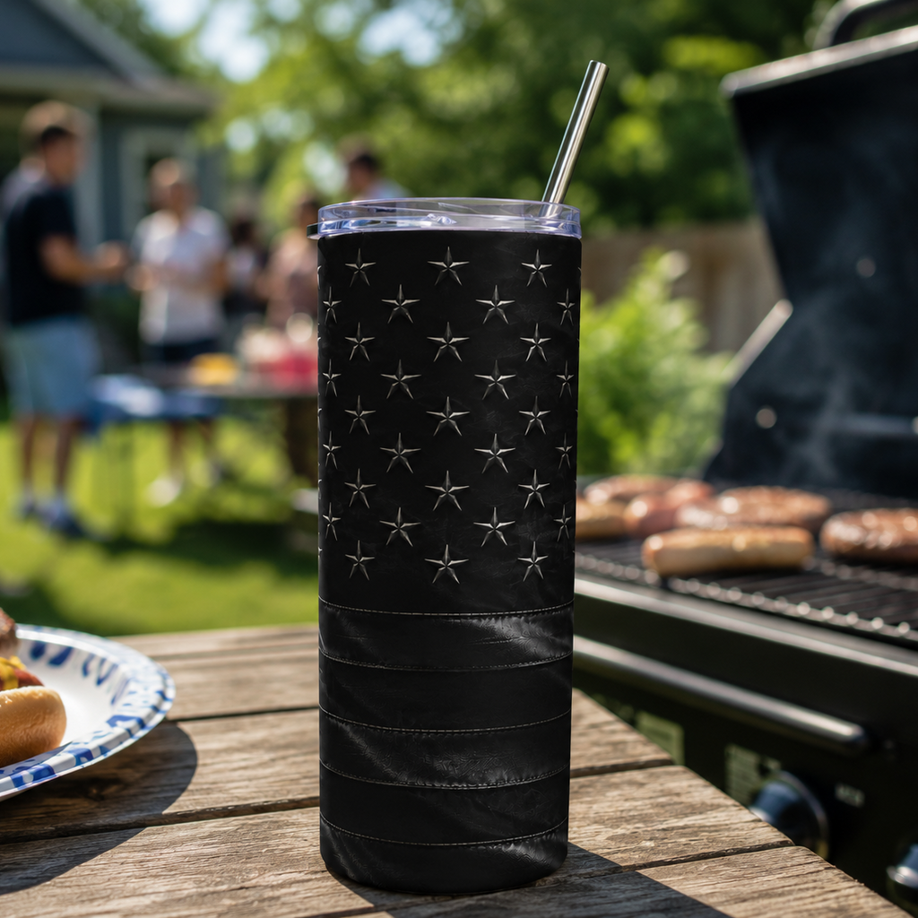 20oz Stainless Steel Tumbler — All-Black American Flag Printify