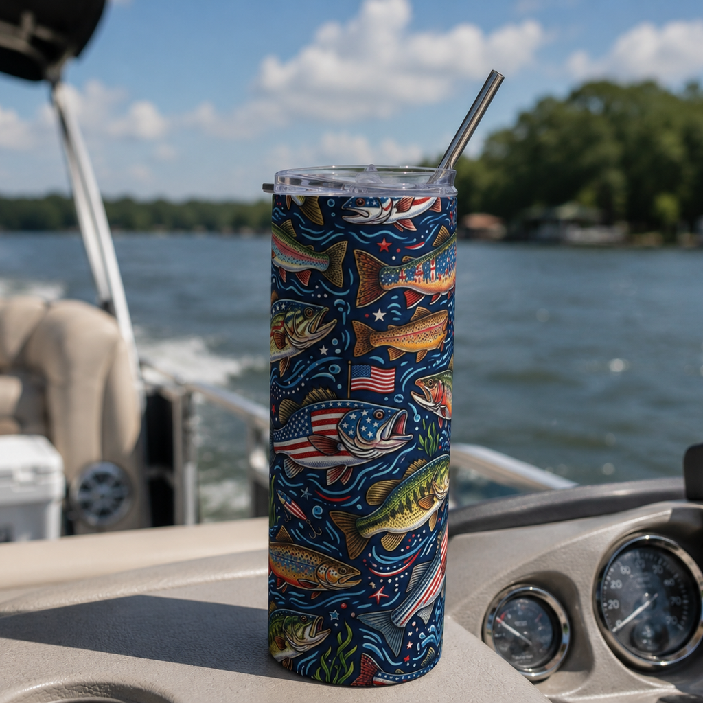American Bass 20oz Stainless Steel Tumbler Printify