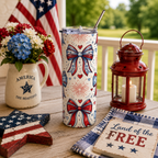 20oz Stainless Steel Tumbler — Bows, Fireworks & Hearts Design Printify