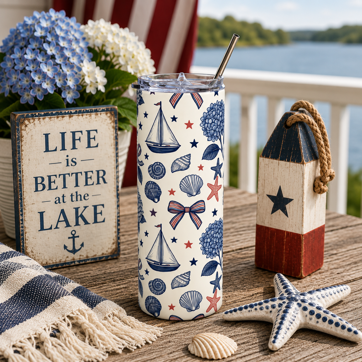 Nantucket Stainless Steel Tumbler — 20oz Insulated Travel Cup Printify