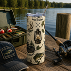 Bass Fishing 20oz Stainless Steel Tumbler — Insulated Fishing Travel Mug Printify