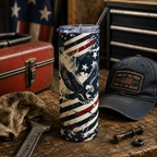 Freedom Camo Stainless Steel Tumbler — 20oz Patriotic Camo Travel Mug Printify