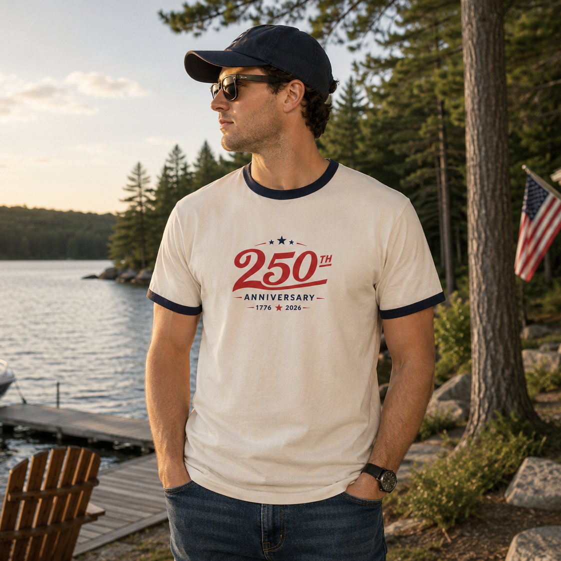250th Anniversary Ringer T-Shirt — Retro Commemorative Tee Printify