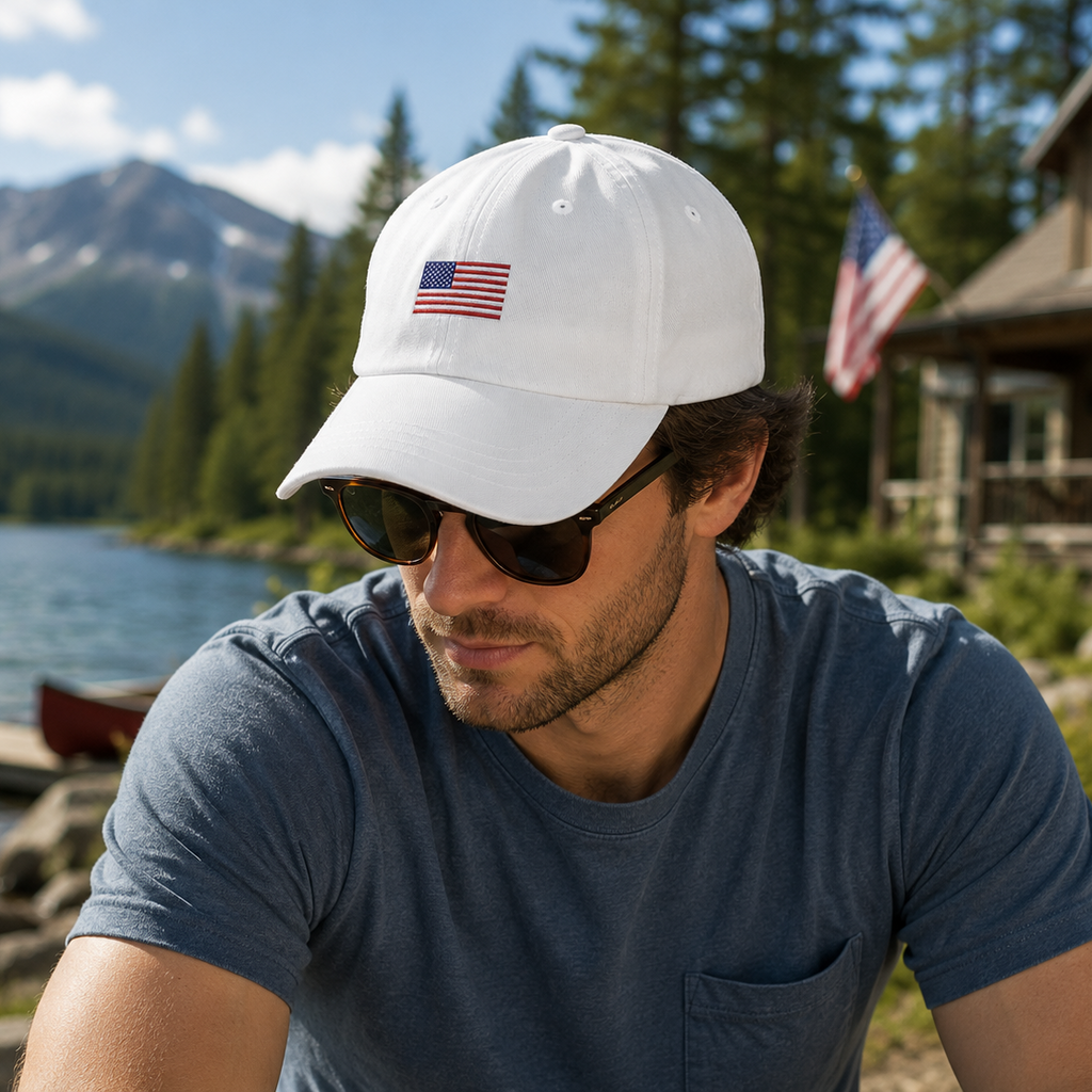 Embroidered American Flag Dad Cap — Classic Patriotic Baseball Hat Printify