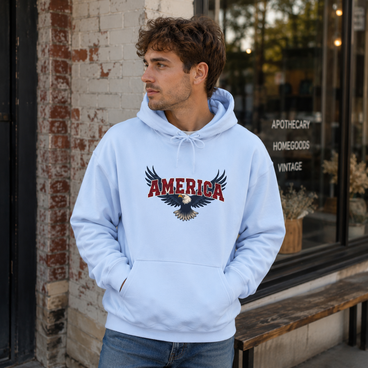 America Eagle Hoodie — Patriotic Bald Eagle Sweatshirt Printify
