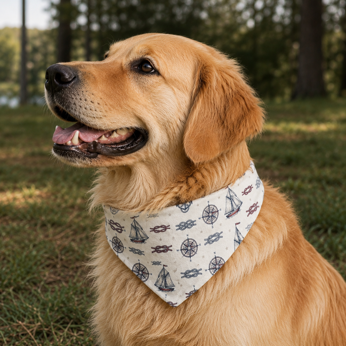 Nautical Heritage Dog Bandana – Coastal Americana Pet Bandana Printify