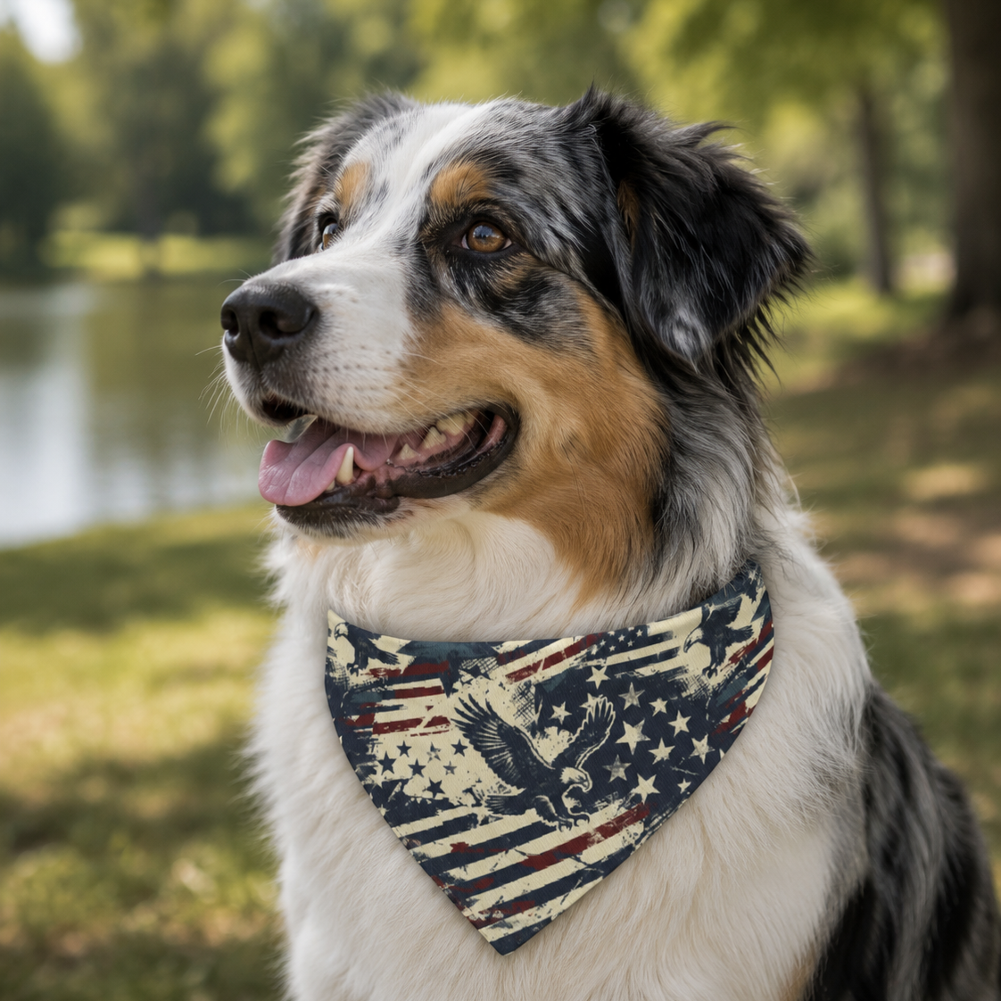 Freedom Eagle Dog Bandana – Patriotic Americana Pet Bandana Printify