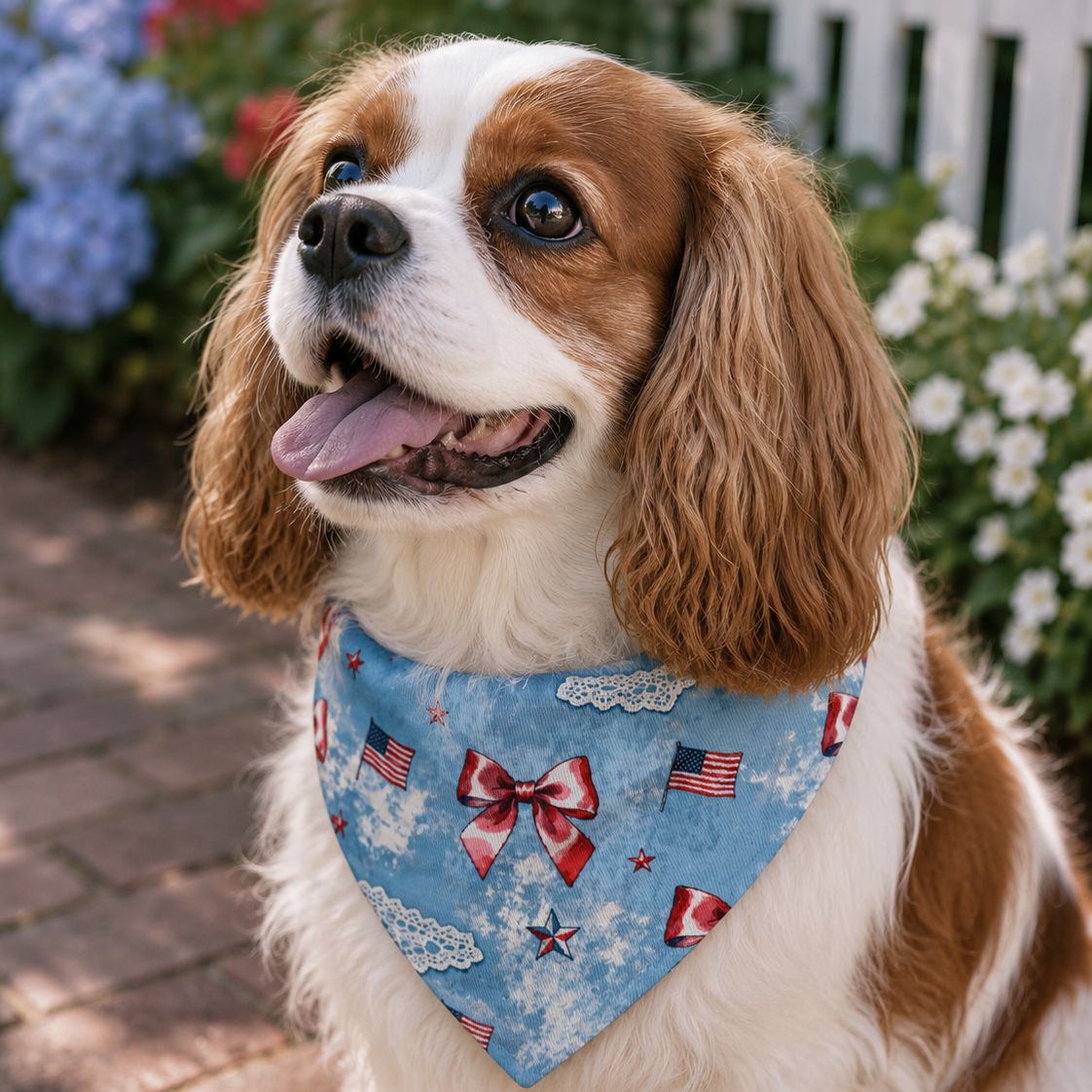 Coquette Americana Dog Bandana – Patriotic Bow Pet Bandana Printify