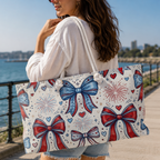 Patriotic Bows & Fireworks Weekender Tote Printify