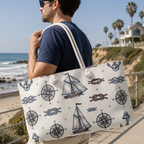Nautical Compass & Sailboat Weekender Tote Printify
