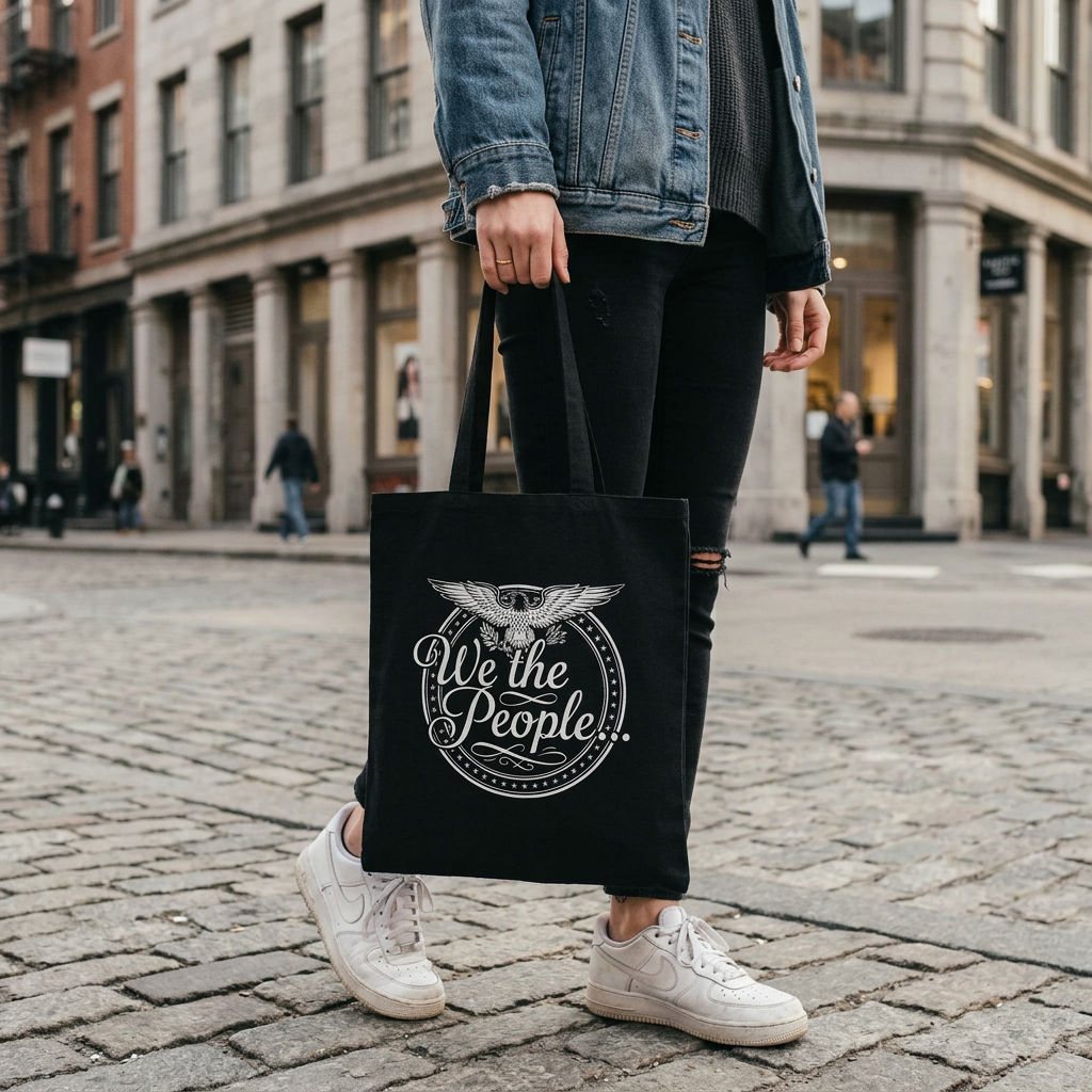 We The People Patriotic Seal Cotton Canvas Tote Bag