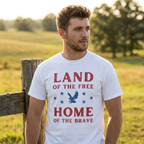 Land of the Free Home of the Brave Eagle Patriotic T-Shirt Printify
