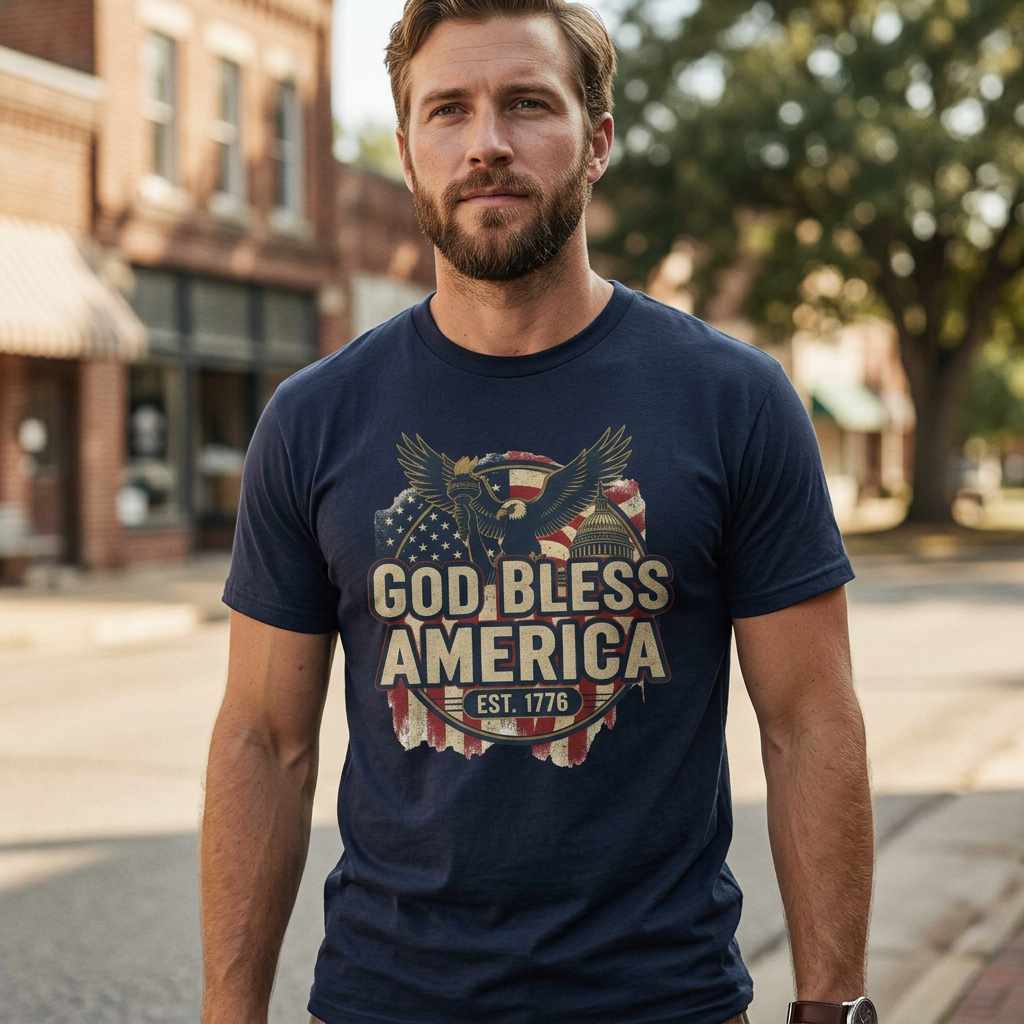 God Bless America 1776 Patriotic T-Shirt – Vintage American Heritage Tee