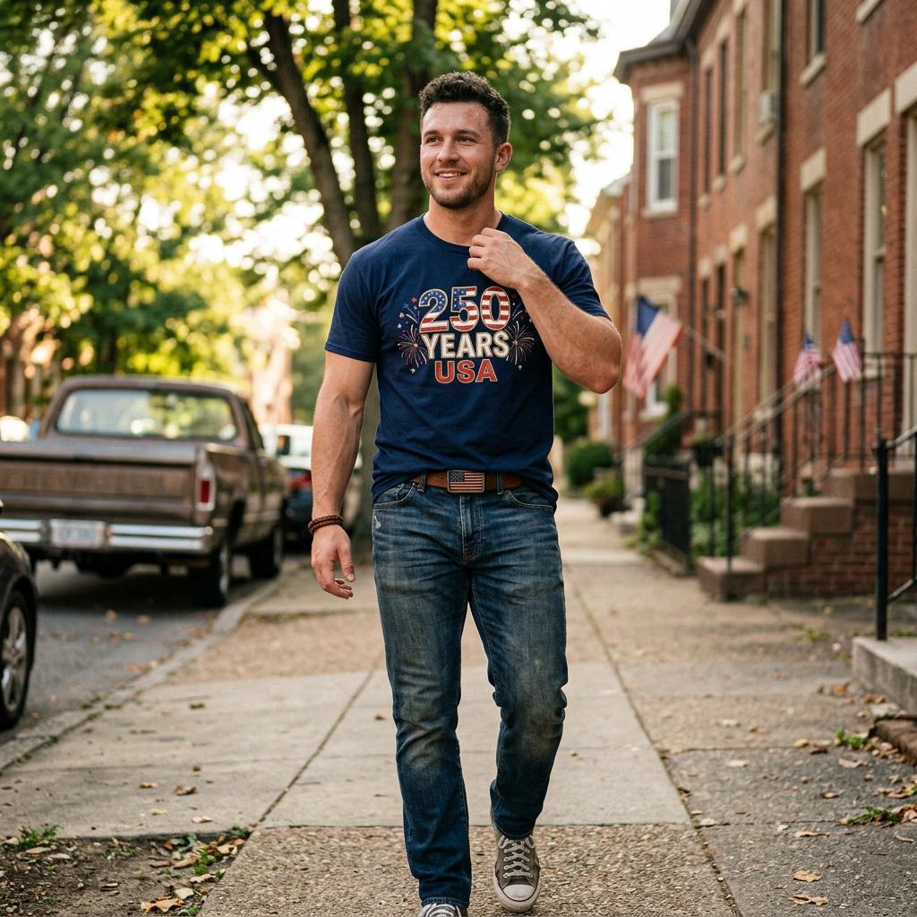 "250 YEARS" Patriotic Unisex Cotton T-Shirt – Gildan 5000 Heavy Tee