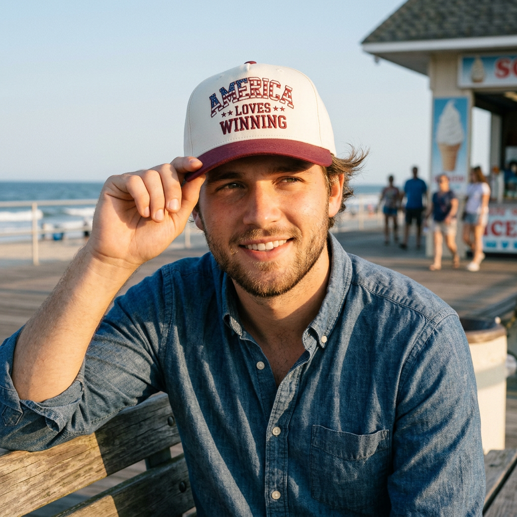 America Loves Winning Patriotic Hat – American Flag Cap